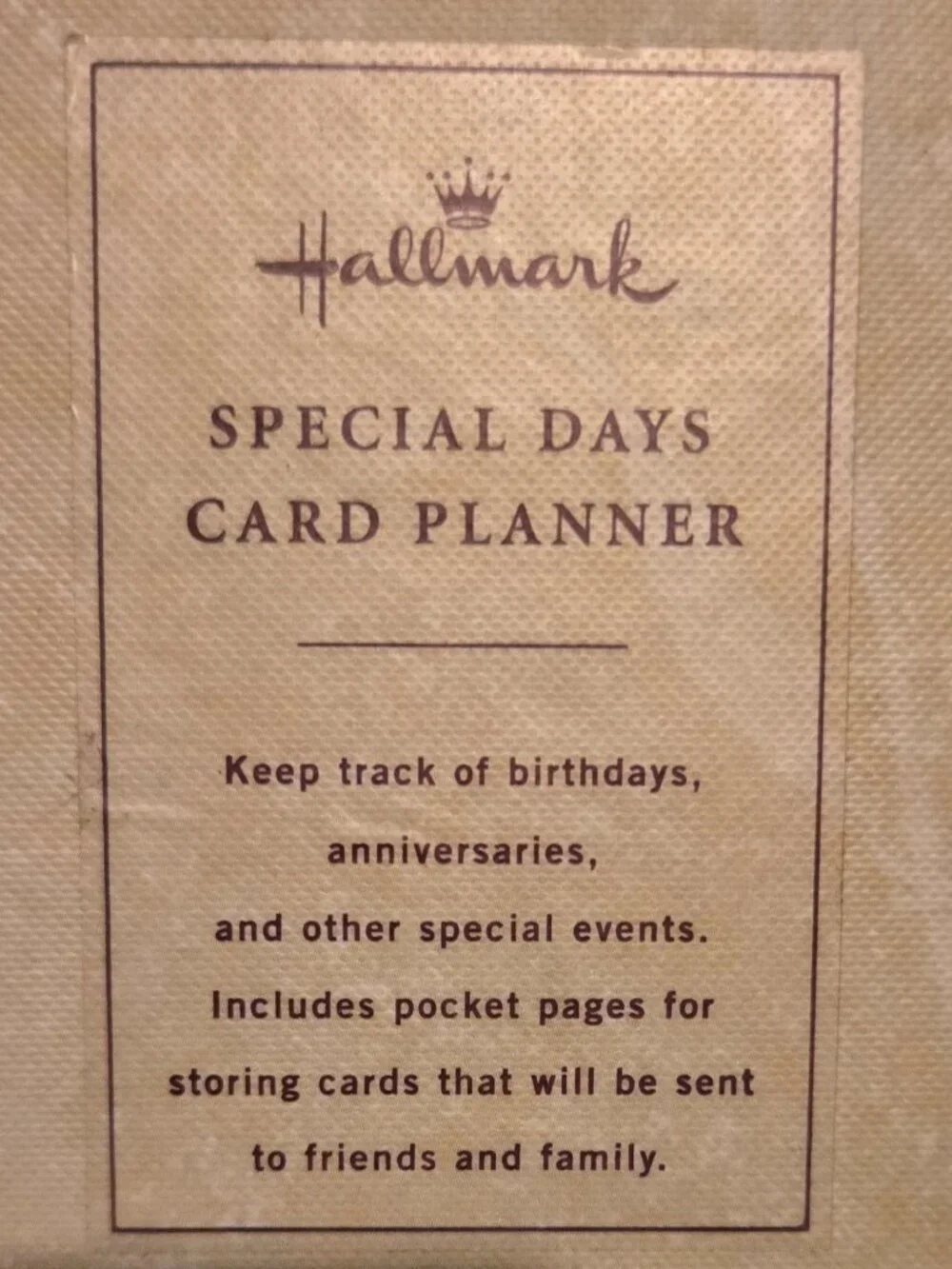 Hallmark Greeting Card Monthly Organizer Spiral Bound